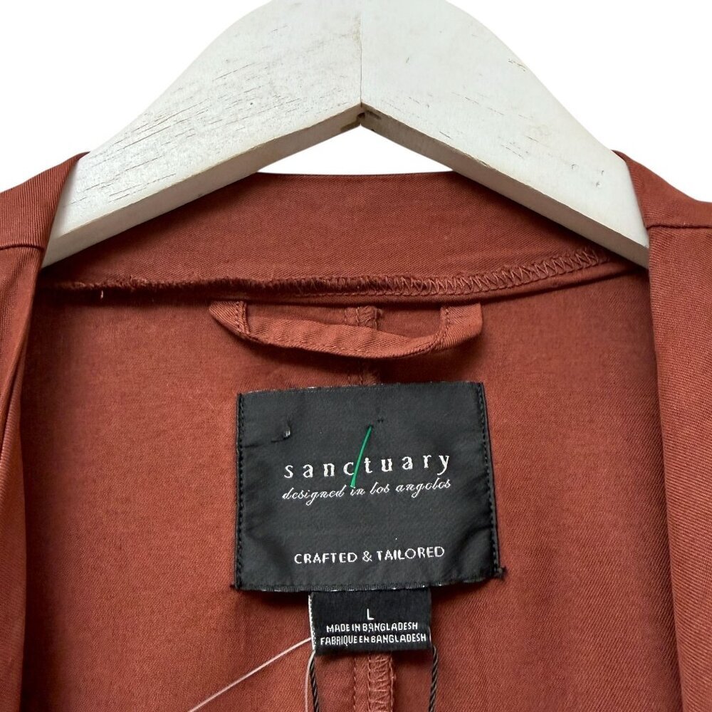 Sanctuary Womens Utility Jacket Large Rust Red Lyocell Casual Waterfall Front NW - Picture 5 of 9